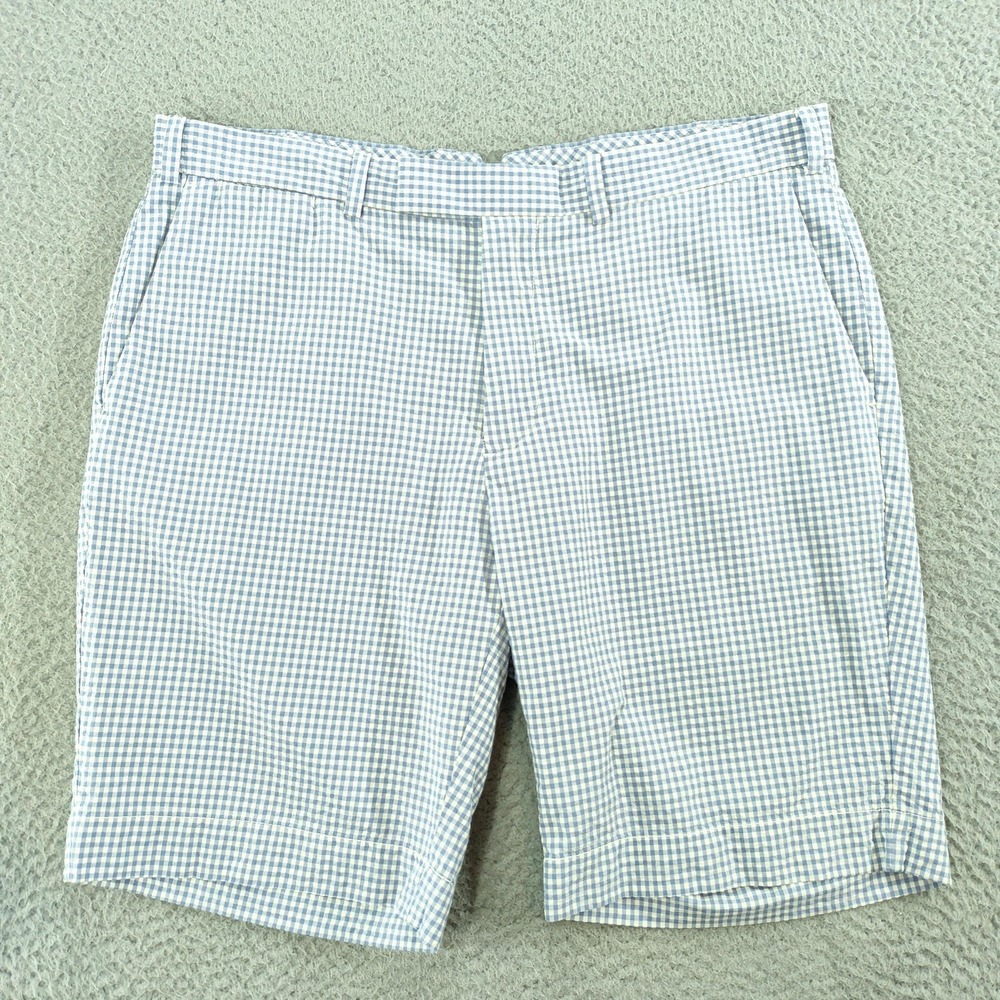 Polo Ralph Lauren Shorts Mens 36 Blue Gingham Check 9 Inch Chino Casual Summer